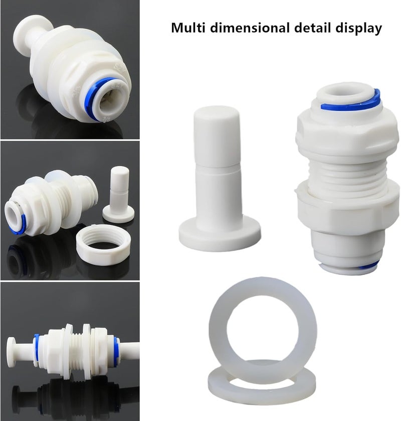 AimatRun 3/8" Reverse Osmosis (RO) Pipe Fittings, Bulkhead Fittings, Quick-Connect Bulkhead Fittings, Plastic Push-to-Connect Fittings for Reverse Osmosis Water Systems, Water Filters, and Water Purifiers3PCS - Image 2